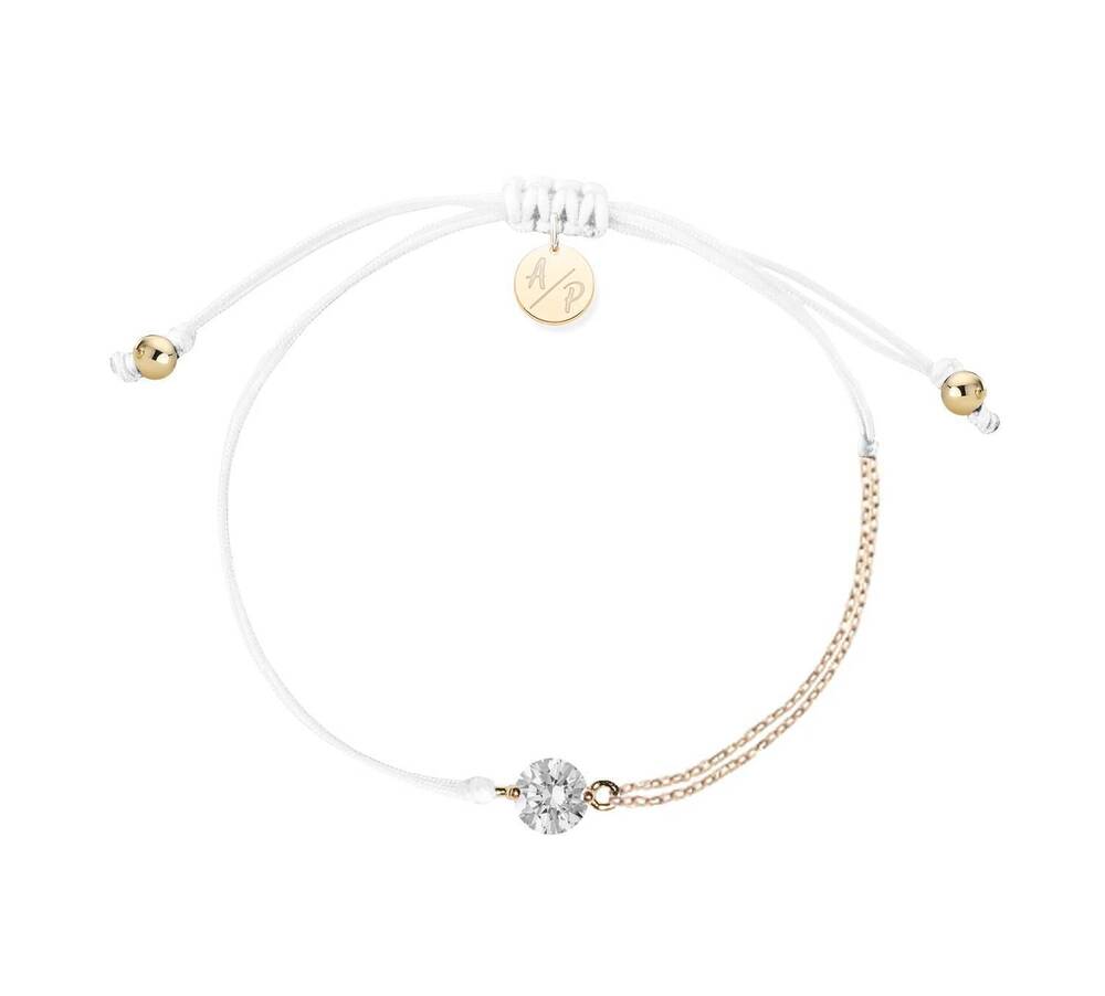 NEW ADRIANA PAPPAS women's cz solitaire bracelet on colored cord in white